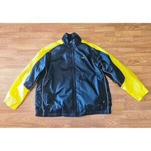 Vintage Nike Windbreaker 90s Mens XL Black Yellow Full Zip Jacket White Tag